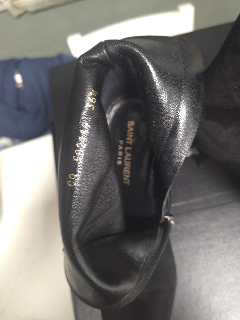 Saint Laurent Black Suede Pointed Toe Ankle Booties with Kitten Heel - Picture 7 of 9